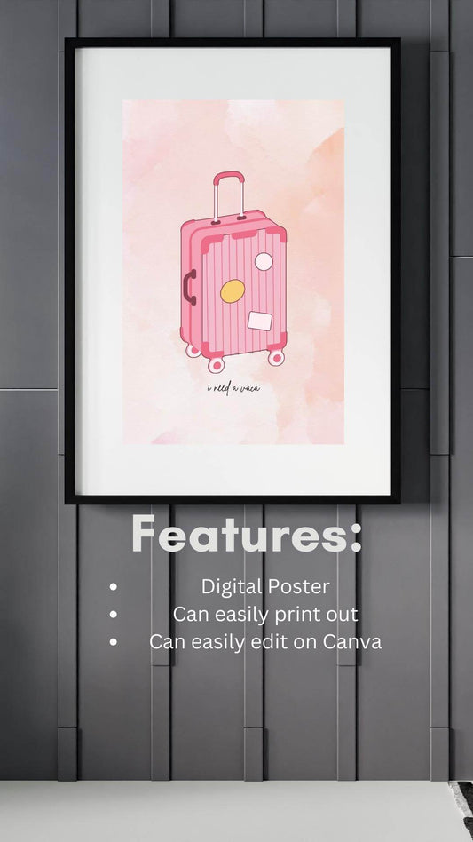 Aesthetic Digital Travel Poster Download Digital product aesthetic-digital-travel-poster-download-framed-with-features-text My Store