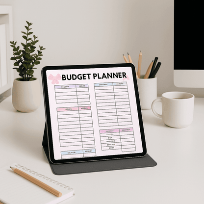 Aesthetic Income and Bill Organizer Digital Planner Digital product aesthetic-income-and-bill-organizer-budget-planner-ipad-on-desk GirlyDesignUS