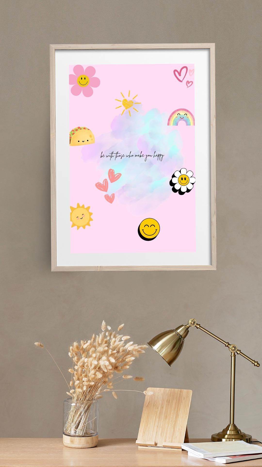 Aesthetic Inspirational Quote Print Digital Poster Digital product aesthetic-inspirational-quote-print-colorful-smiley-icons My Store