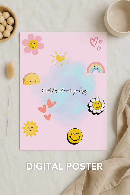 Aesthetic Inspirational Quote Print Digital Poster Digital product aesthetic-inspirational-quote-print-flatlay-rainbow-hearts-sun My Store