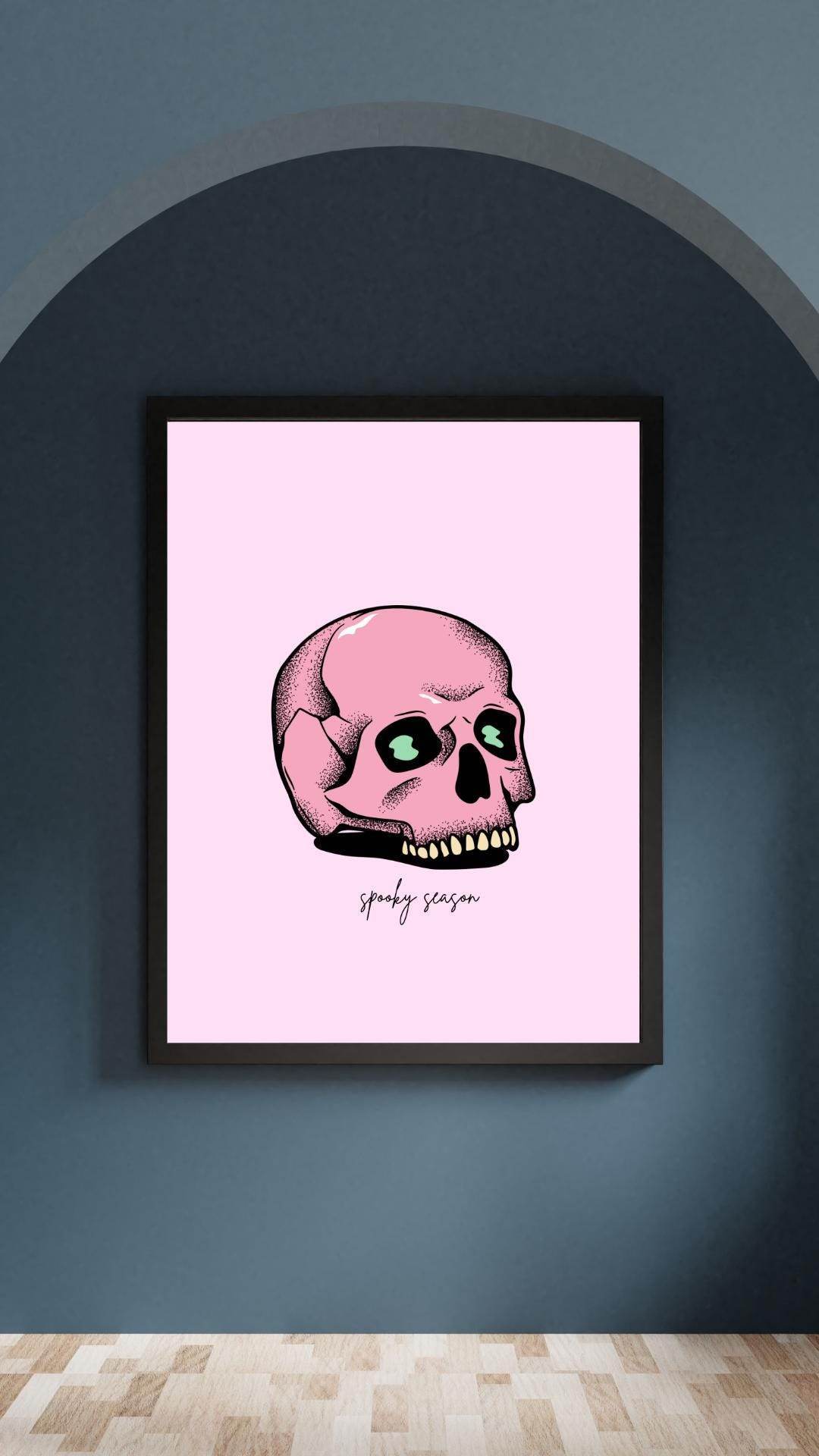 Aesthetic Skull Printable Download - Digital Art Digital product aesthetic-skull-printable-download-pink-skull-black-frame My Store