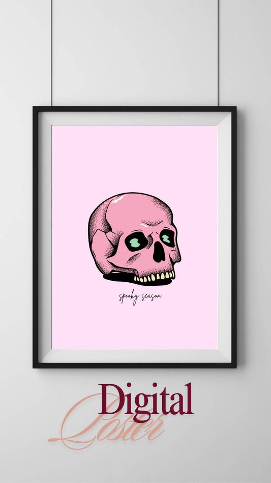 Aesthetic Skull Printable Download - Digital Art Digital product aesthetic-skull-printable-download-pink-skull-framed-poster My Store