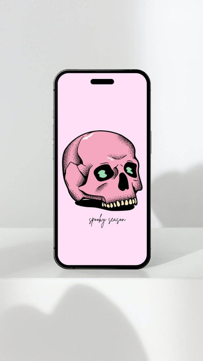 Aesthetic Skull Printable Download - Digital Art Digital product aesthetic-skull-printable-download-pink-skull-phone-wallpaper My Store