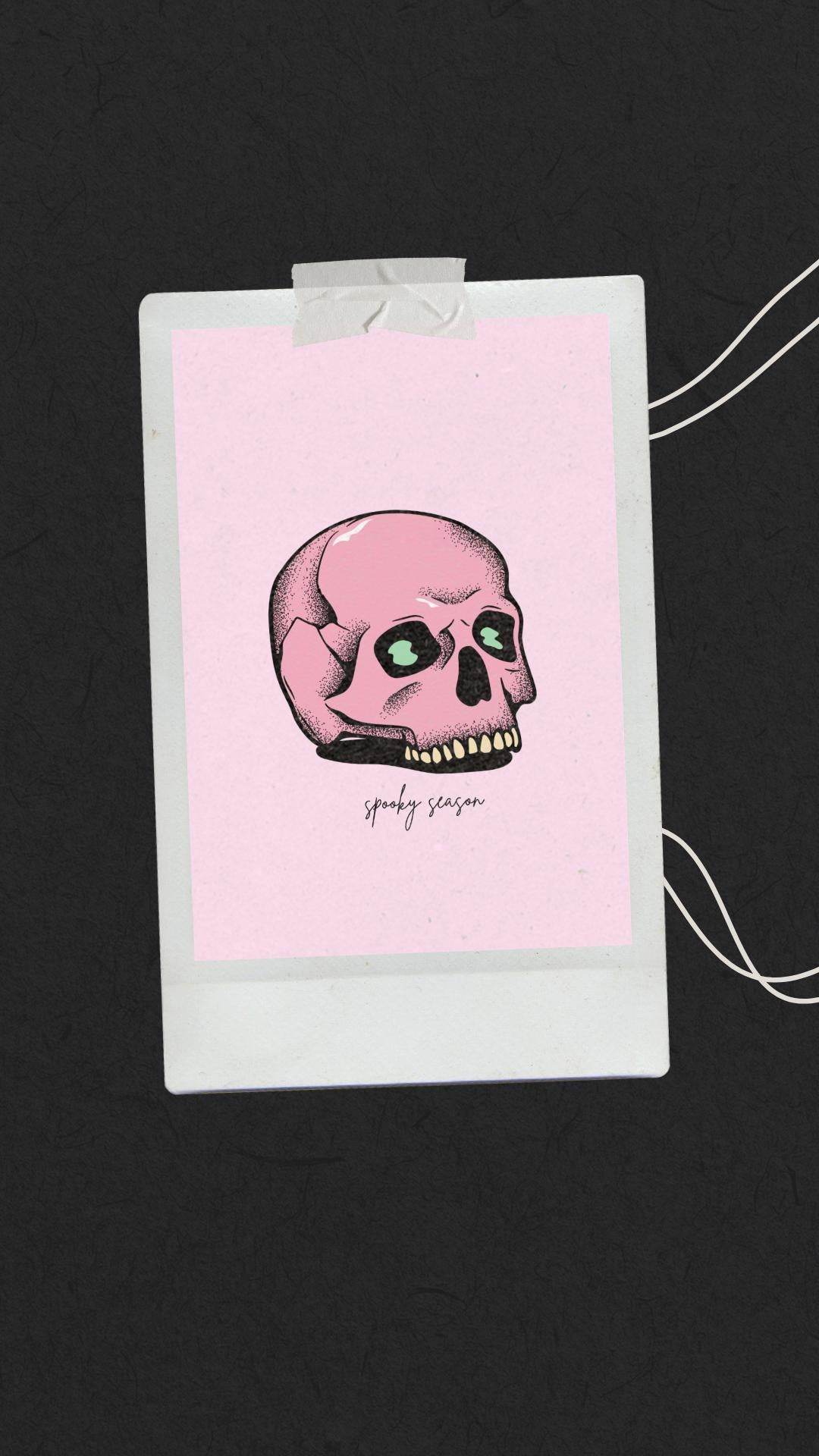 Aesthetic Skull Printable Download - Digital Art Digital product aesthetic-skull-printable-download-pink-skull-photo-polaroid My Store