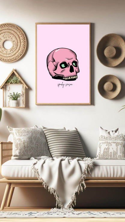 Aesthetic Skull Printable Download - Digital Art Digital product aesthetic-skull-printable-download-pink-skull-wall-framed-livingroom My Store