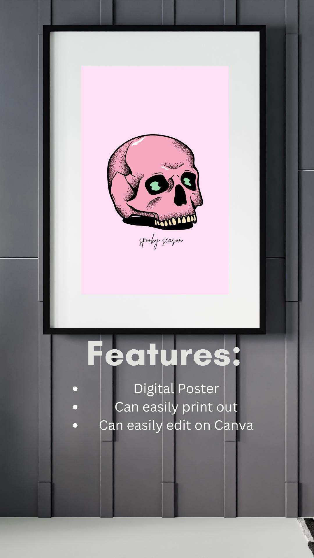 Aesthetic Skull Printable Download - Digital Art Digital product aesthetic-skull-printable-download-poster-features-text My Store