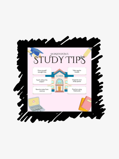 Aesthetic Study Tips Printable Digital School Poster Digital product agirlydesignus-aesthetic-study-tips-printable-pink-background-school-laptop-notebooks My Store