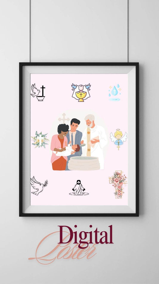 Baptism Ceremony Digital Poster Printable Digital product baptism-ceremony-digital-poster-family-baptizing-baby My Store
