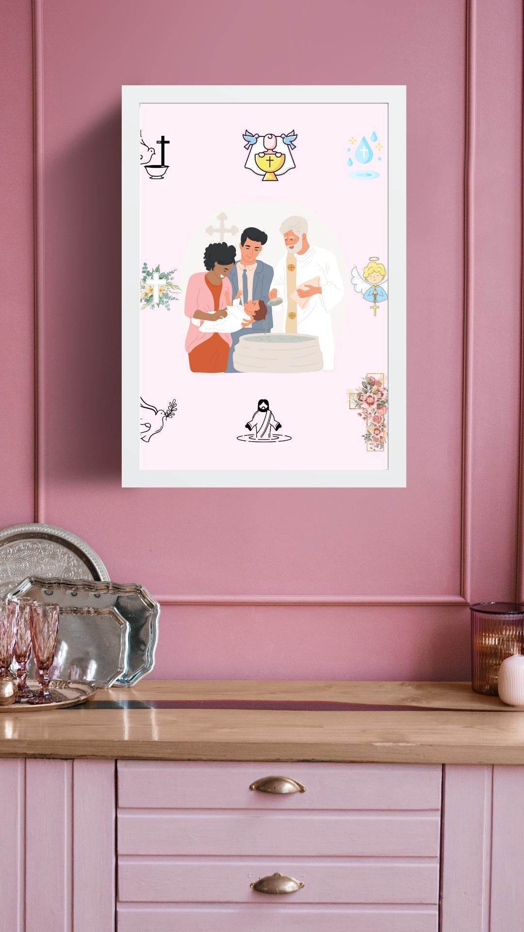 Baptism Ceremony Digital Poster Printable Digital product baptism-ceremony-digital-poster-white-frame-pink-wall My Store