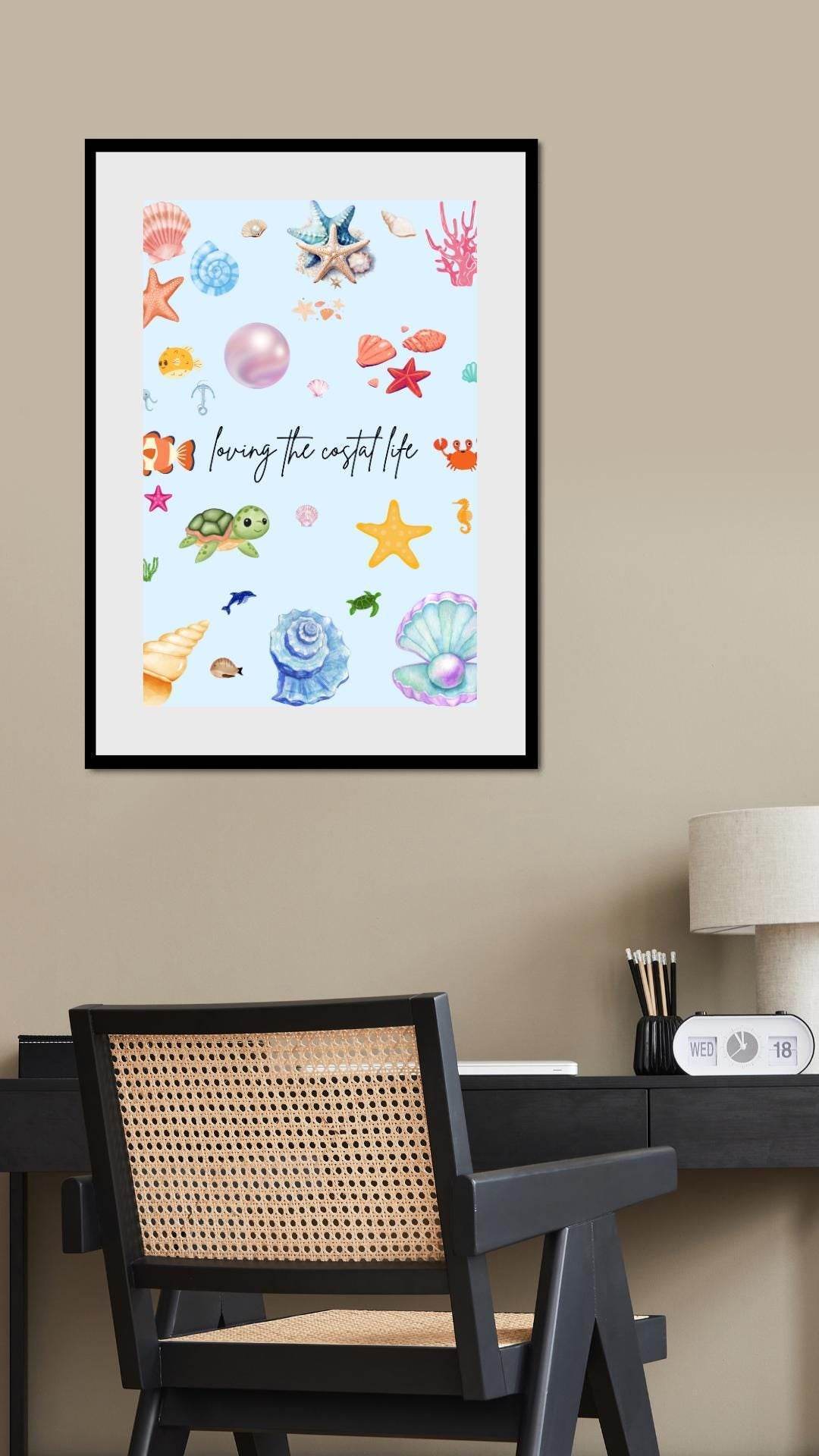 Beach Theme Ocean Decor Print Digital Download Digital product beach-theme-ocean-decor-print-black-frame-office-wall-decor My Store