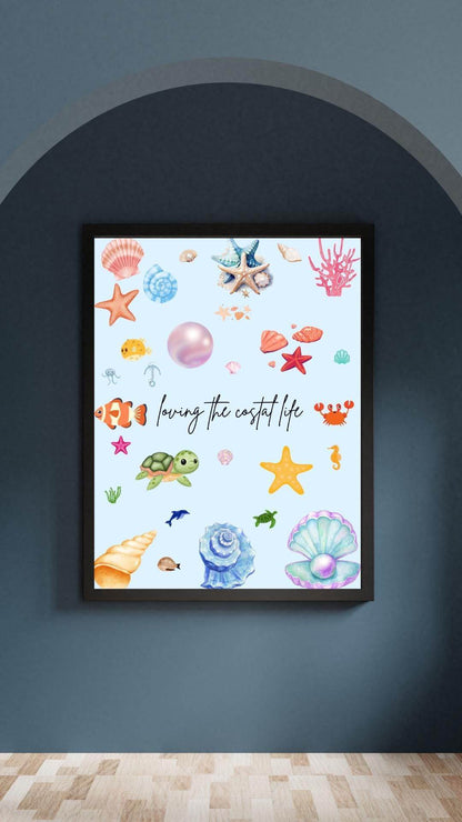 Beach Theme Ocean Decor Print Digital Download Digital product beach-theme-ocean-decor-print-black-frame-wall-hanging My Store