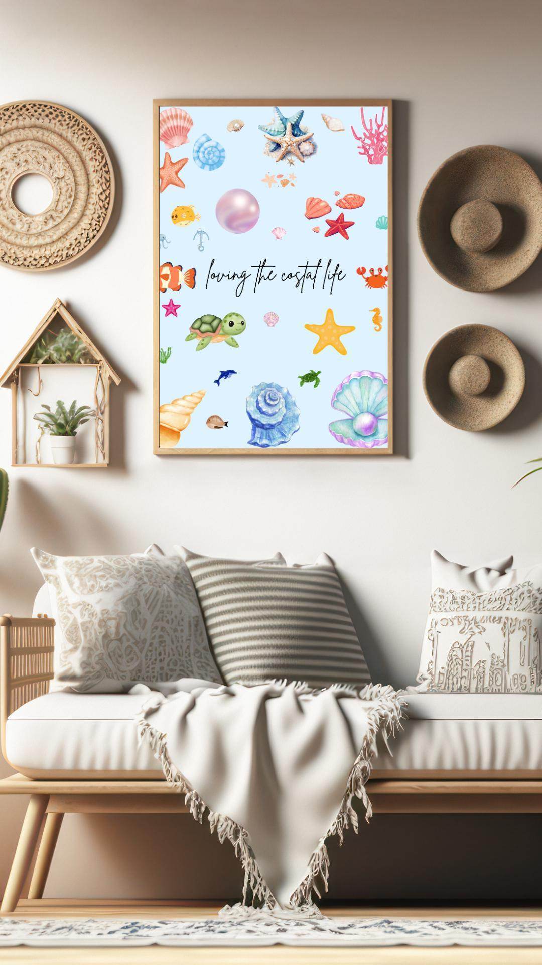 Beach Theme Ocean Decor Print Digital Download Digital product beach-theme-ocean-decor-print-living-room-decor-natural-tones My Store