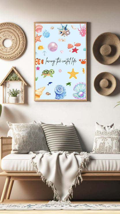 Beach Theme Ocean Decor Print Digital Download Digital product beach-theme-ocean-decor-print-living-room-decor-natural-tones My Store