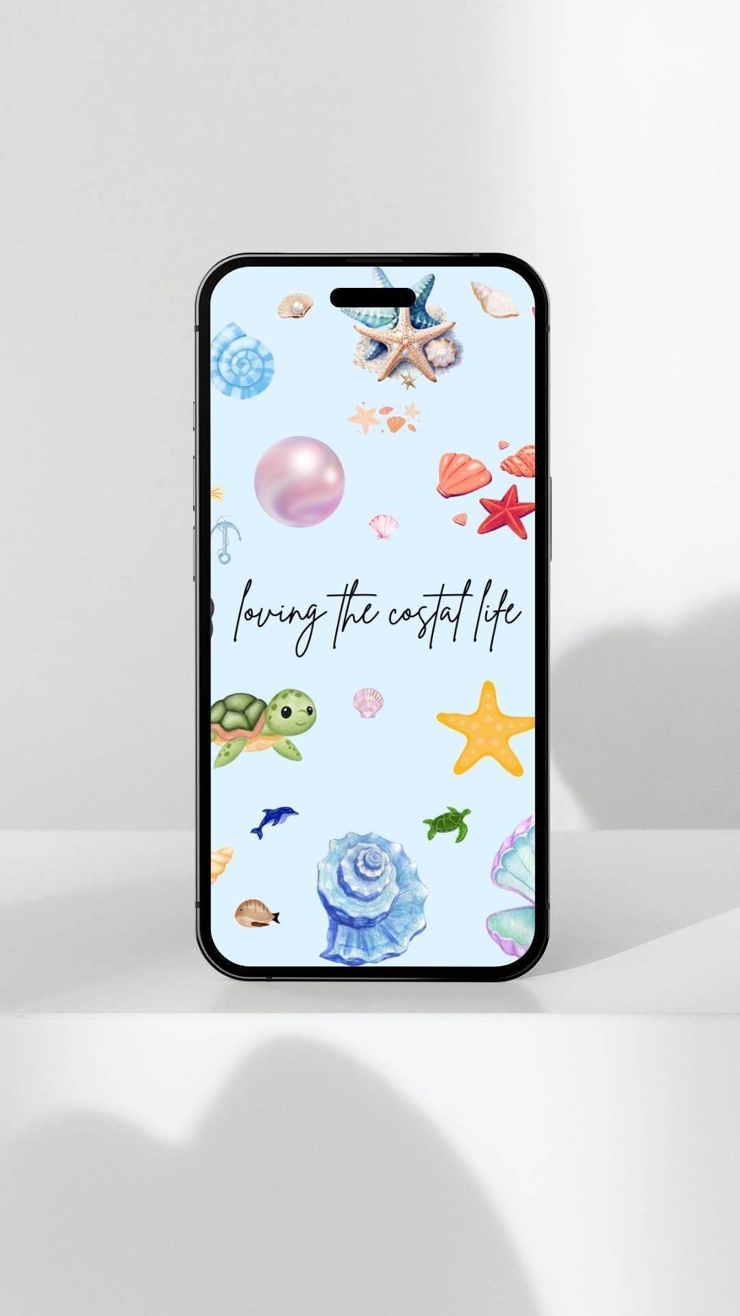 Beach Theme Ocean Decor Print Digital Download Digital product beach-theme-ocean-decor-print-phone-screen-mockup-blue My Store