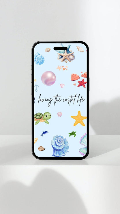 Beach Theme Ocean Decor Print Digital Download Digital product beach-theme-ocean-decor-print-phone-screen-mockup-blue My Store
