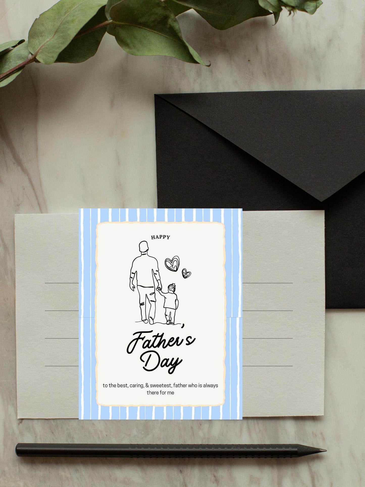Best Dad Digital Greeting Card - Father's Day Digital product best-dad-digital-greeting-card-blue-striped-envelope-background My Store