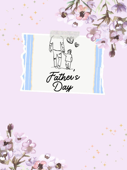 Best Dad Digital Greeting Card - Father's Day Digital product best-dad-digital-greeting-card-blue-striped-floral-lilac-background My Store