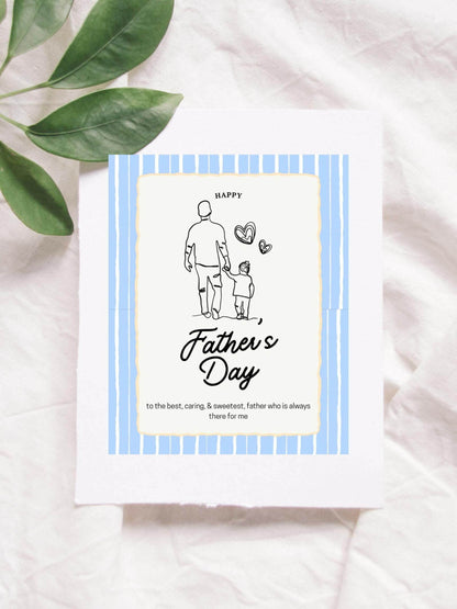 Best Dad Digital Greeting Card - Father's Day Digital product best-dad-digital-greeting-card-blue-striped-on-white-fabric My Store