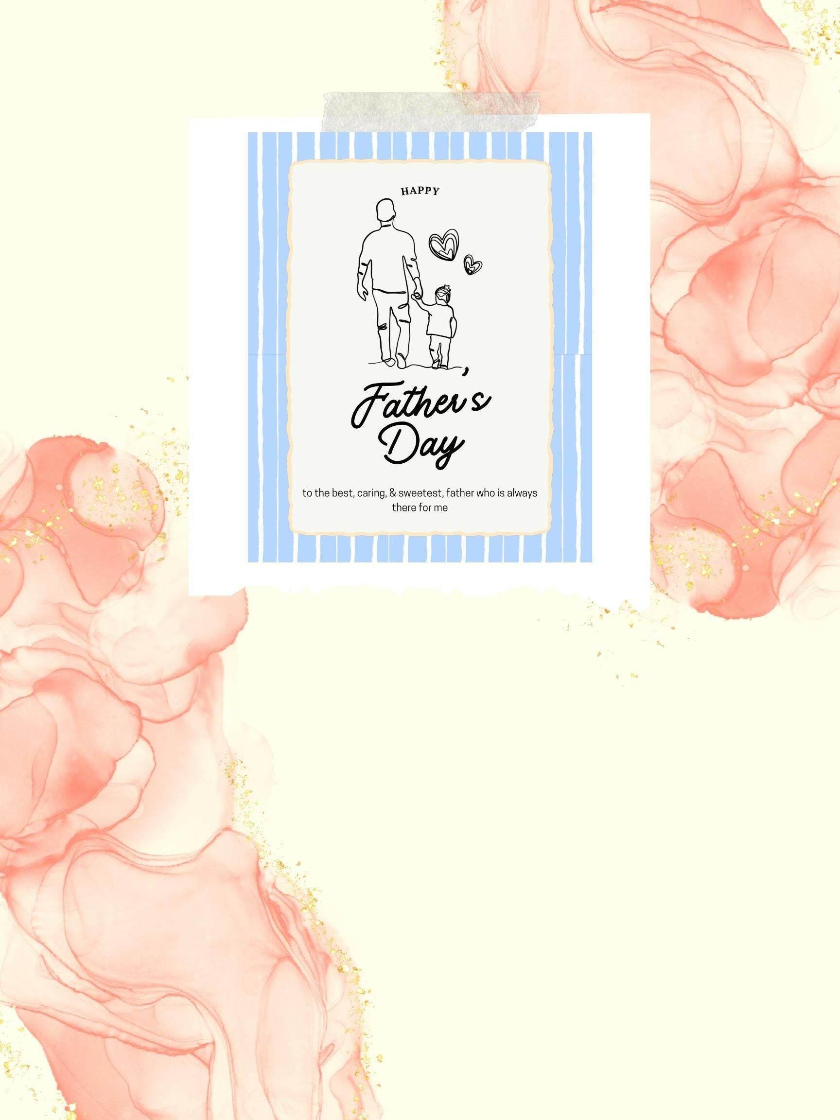 Best Dad Digital Greeting Card - Father's Day Digital product best-dad-digital-greeting-card-blue-striped-pink-gold-marble My Store