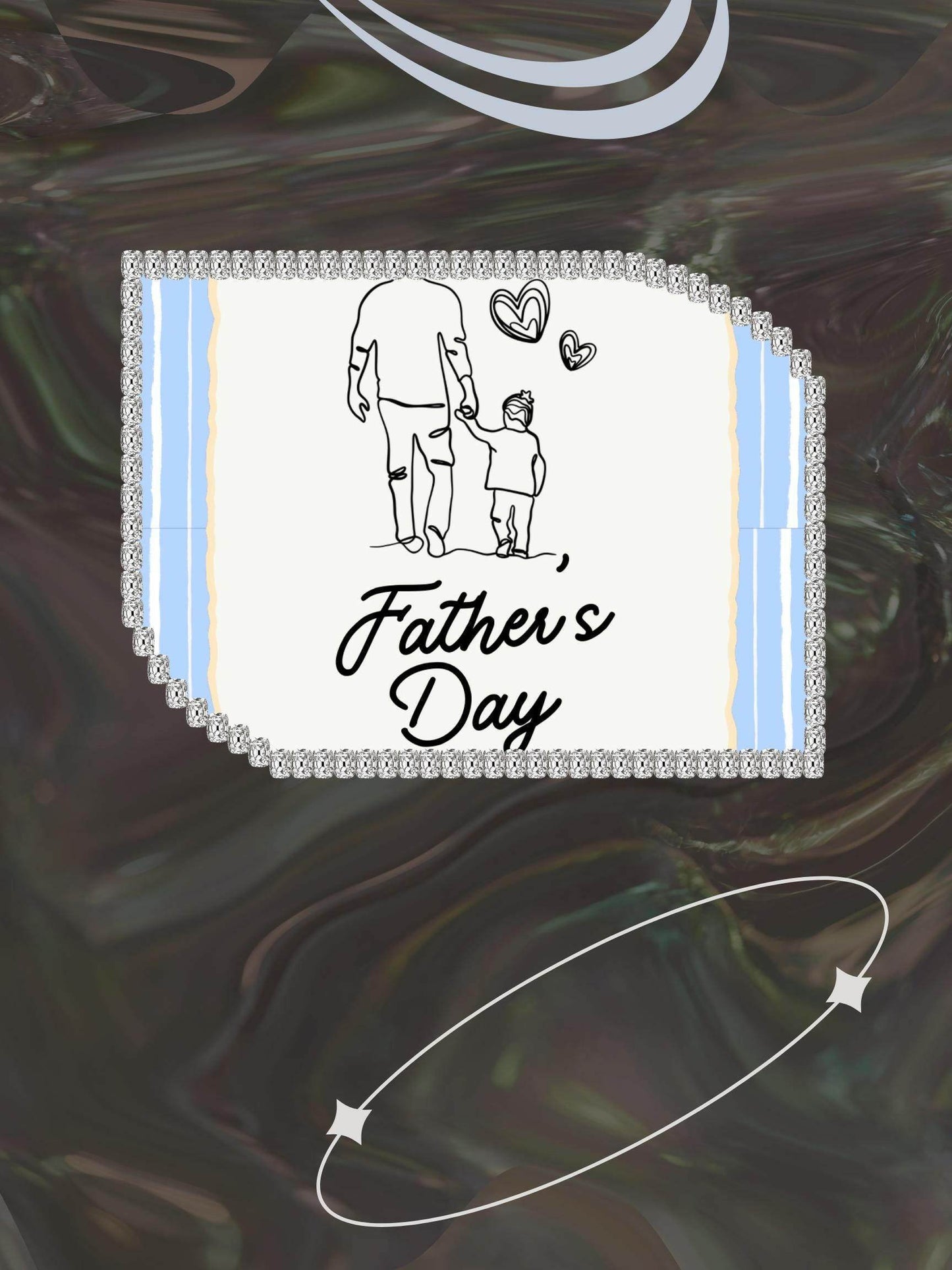 Best Dad Digital Greeting Card - Father's Day Digital product best-dad-digital-greeting-card-blue-striped-with-diamond-frame My Store