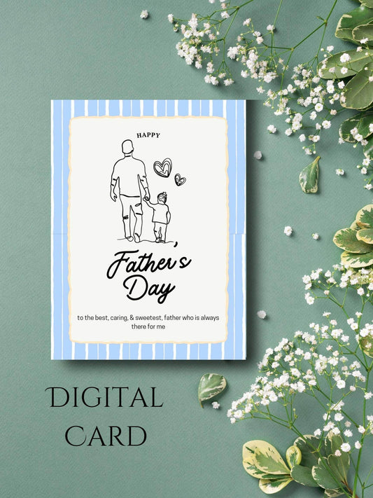 Best Dad Digital Greeting Card - Father's Day Digital product best-dad-digital-greeting-card-fathers-day-blue-striped-border My Store