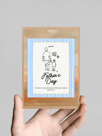 Best Dad Digital Greeting Card - Father's Day Digital product best-dad-digital-greeting-card-hand-holding-card-brown-background My Store