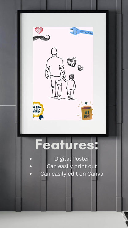 Best Dad Wall Art Download - Digital Gift Print Digital product best-dad-wall-art-download-digital-poster-features-text My Store
