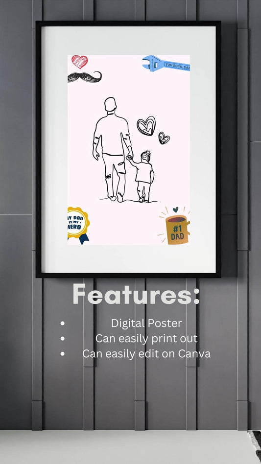 Best Dad Wall Art Download - Digital Gift Print Digital product best-dad-wall-art-download-digital-poster-features-text My Store
