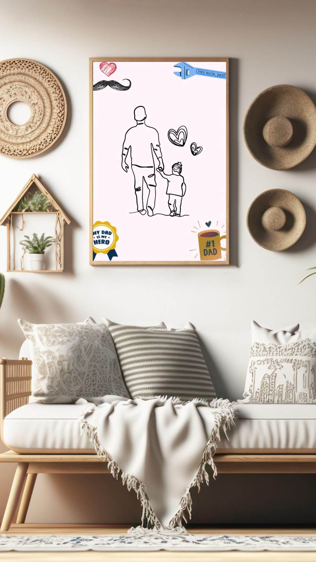 Best Dad Wall Art Download - Digital Gift Print Digital product best-dad-wall-art-download-framed-art-above-sofa-decor My Store
