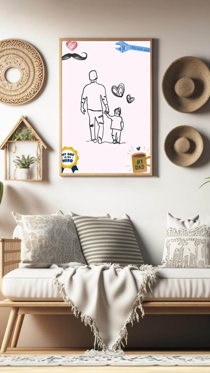Best Dad Wall Art Download - Digital Gift Print Digital product best-dad-wall-art-download-framed-art-above-sofa-decor My Store