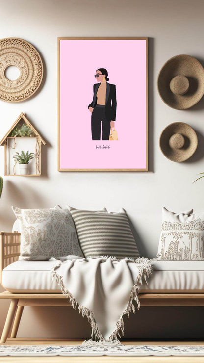 Boss Babe Wall Art Digital Download Print Digital product boss-babe-wall-art-digital-download-living-room-wall-decor My Store