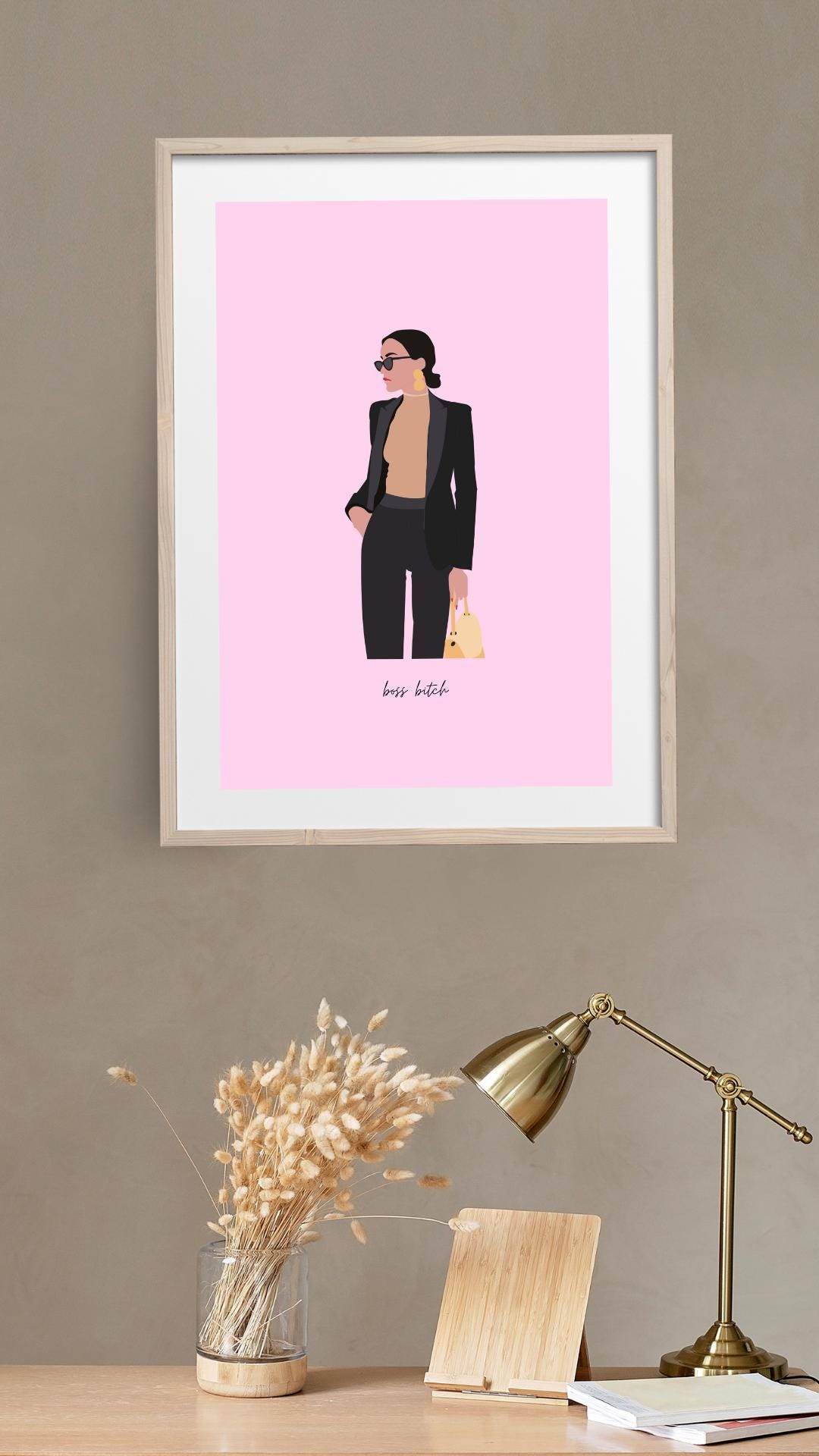 Boss Babe Wall Art Digital Download Print Digital product boss-babe-wall-art-digital-download-wooden-frame-hanging-wall My Store