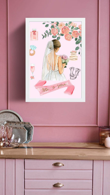 Bridal Shower Wall Art Digital Download Digital product bridal-shower-wall-art-bride-poster-pink-wall-decor My Store