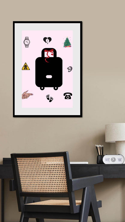 Carry-On Poster Digital Download Art Print Digital product carry-on-poster-digital-download-black-frame-above-desk-lamp My Store
