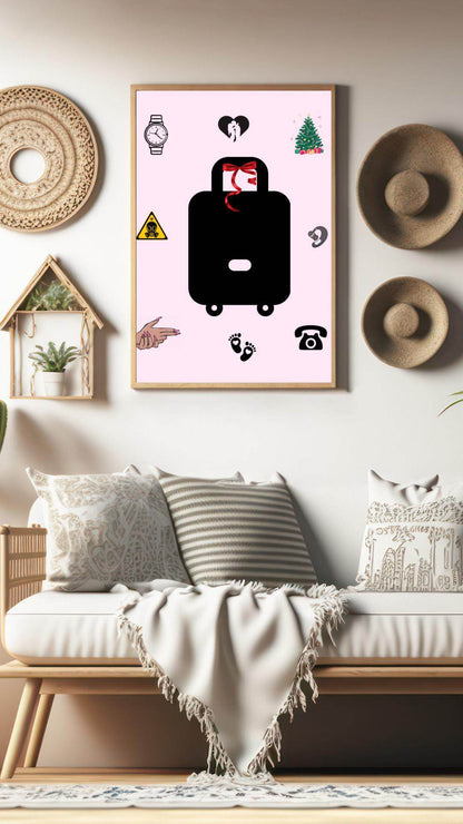 Carry-On Poster Digital Download Art Print Digital product carry-on-poster-digital-download-framed-poster-above-white-sofa My Store