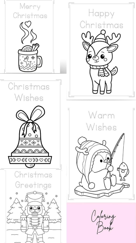 Christmas Coloring Book for Kids - Fun Holiday Digital Download Digital product christmas-coloring-book-for-kids-bell-reindeer-penguin-fishing My Store