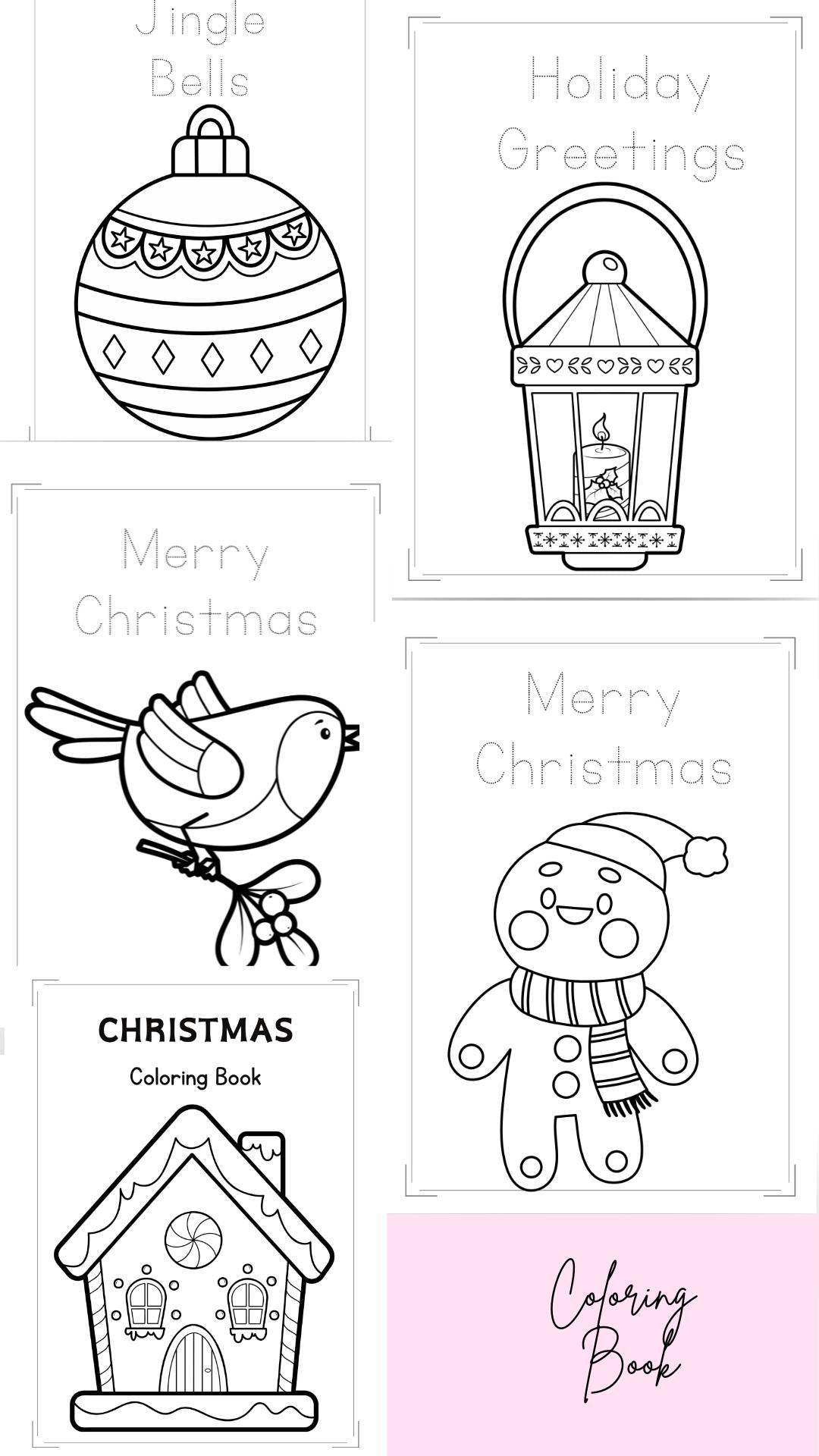 Christmas Coloring Book for Kids - Digital Download Digital product christmas-coloring-book-for-kids-bird-snowman-lantern My Store