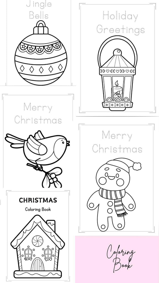 Christmas Coloring Book for Kids - Digital Download Digital product christmas-coloring-book-for-kids-bird-snowman-lantern My Store