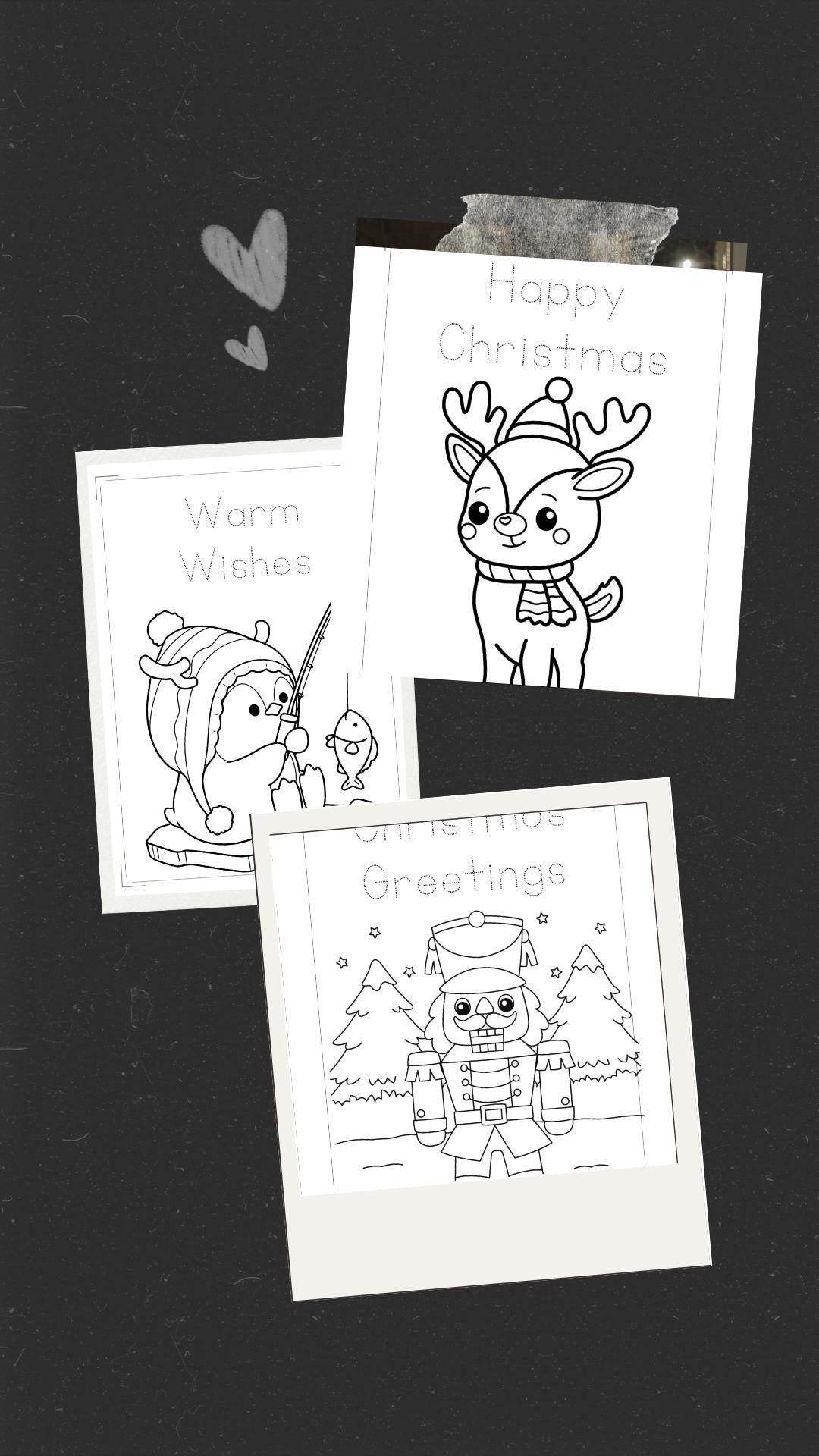 Christmas Coloring Book for Kids - Fun Holiday Digital Download Digital product christmas-coloring-book-for-kids-penguin-fishing-nutcracker-deer My Store