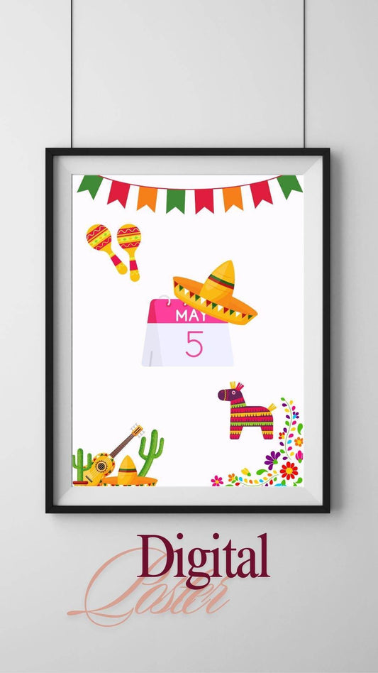 Cinco de Mayo Digital Poster - Festive Decor Digital product cinco-de-mayo-digital-poster-colorful-decorations-calendar My Store