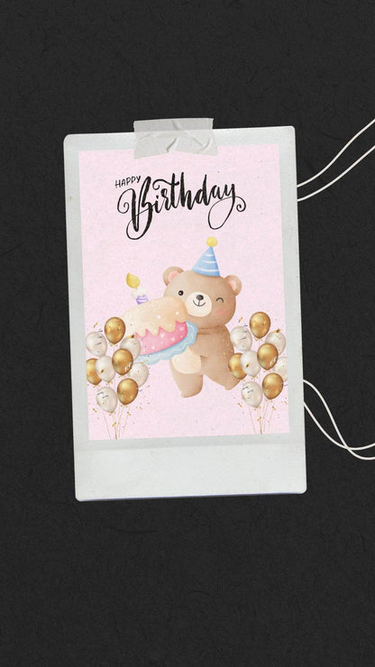 Cute Bear Birthday Poster Digital Download Digital product cute-bear-birthday-poster-polaroid-style-photo My Store