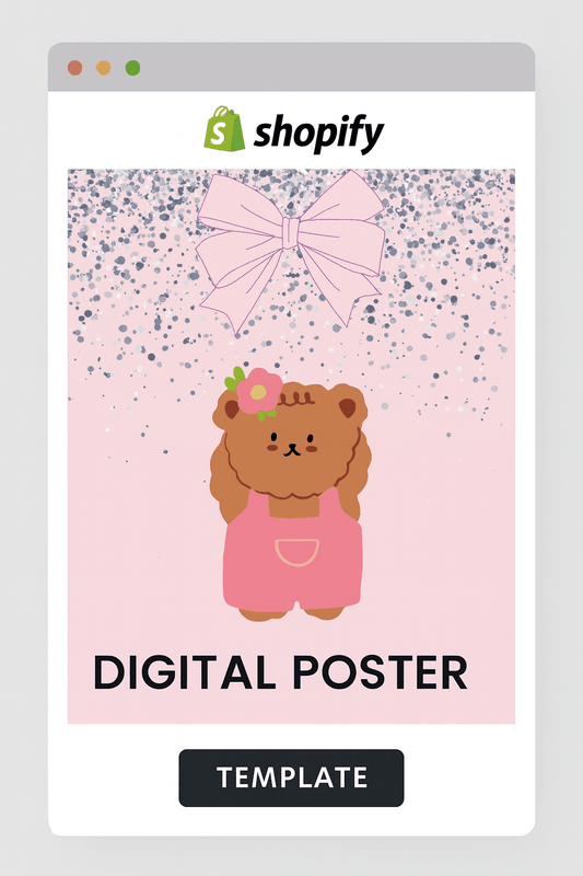 Cute Bear Nursery Wall Art Digital Poster Template Digital product cute-bear-nursery-wall-art-digital-poster-bear-pink-overall My Store