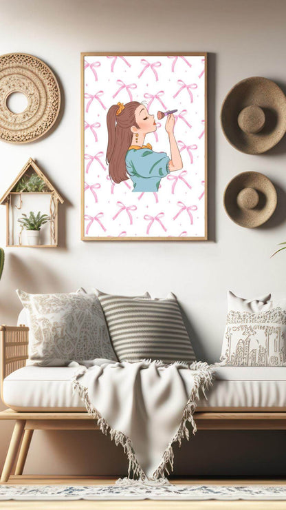 Cute Girl Makeup Wall Art Digital Download Digital product cute-girl-makeup-wall-art-living-room-decoration-wall-hanging My Store