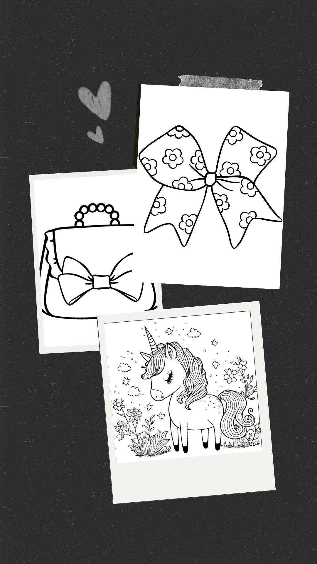 Cute Printable Coloring Book Kids Digital Download Digital product cute-printable-coloring-book-kids-bow-and-bag-with-bow My Store