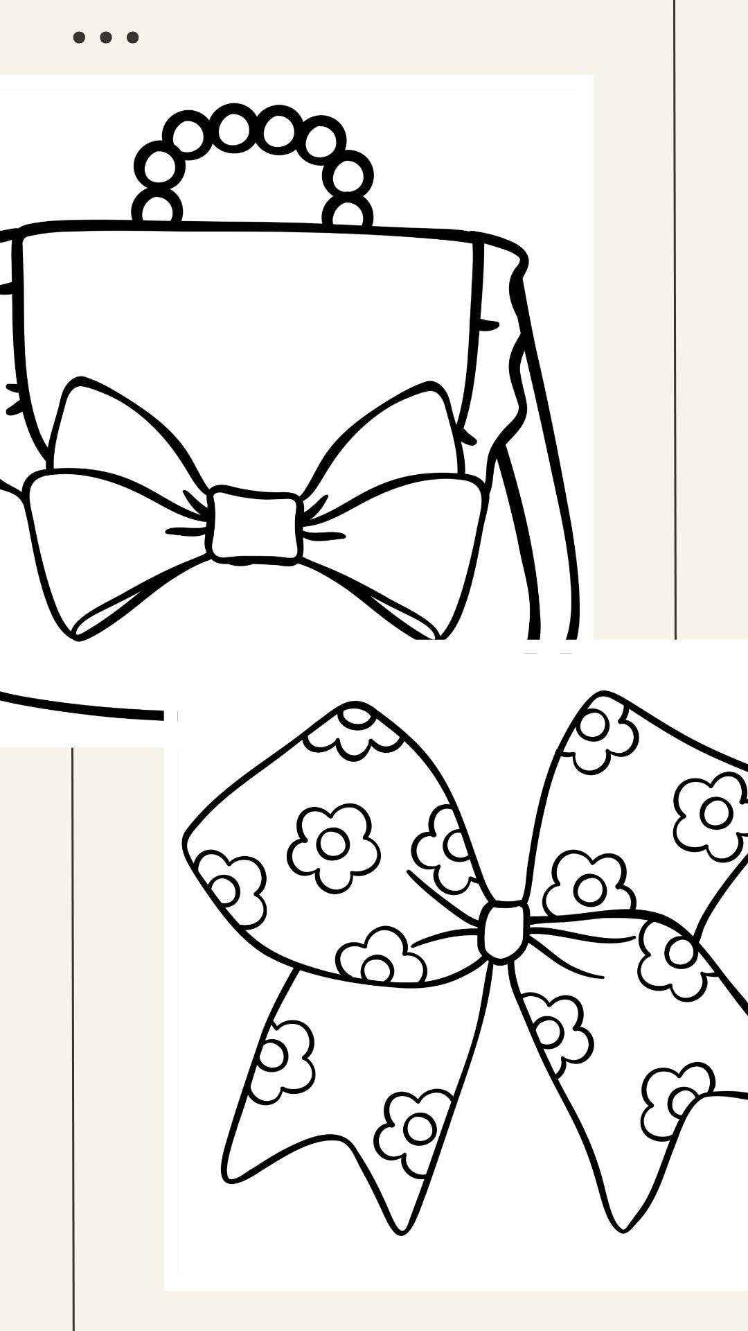 Cute Printable Coloring Book Kids Digital Download Digital product cute-printable-coloring-book-kids-closeup-large-bow-and-patterned-bow My Store