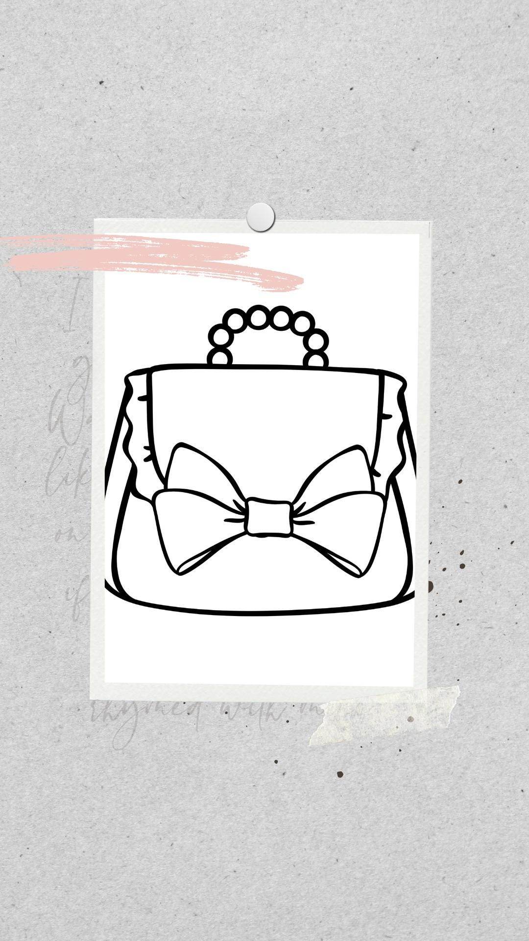 Cute Printable Coloring Book Kids Digital Download Digital product cute-printable-coloring-book-kids-handbag-with-large-bow-front My Store