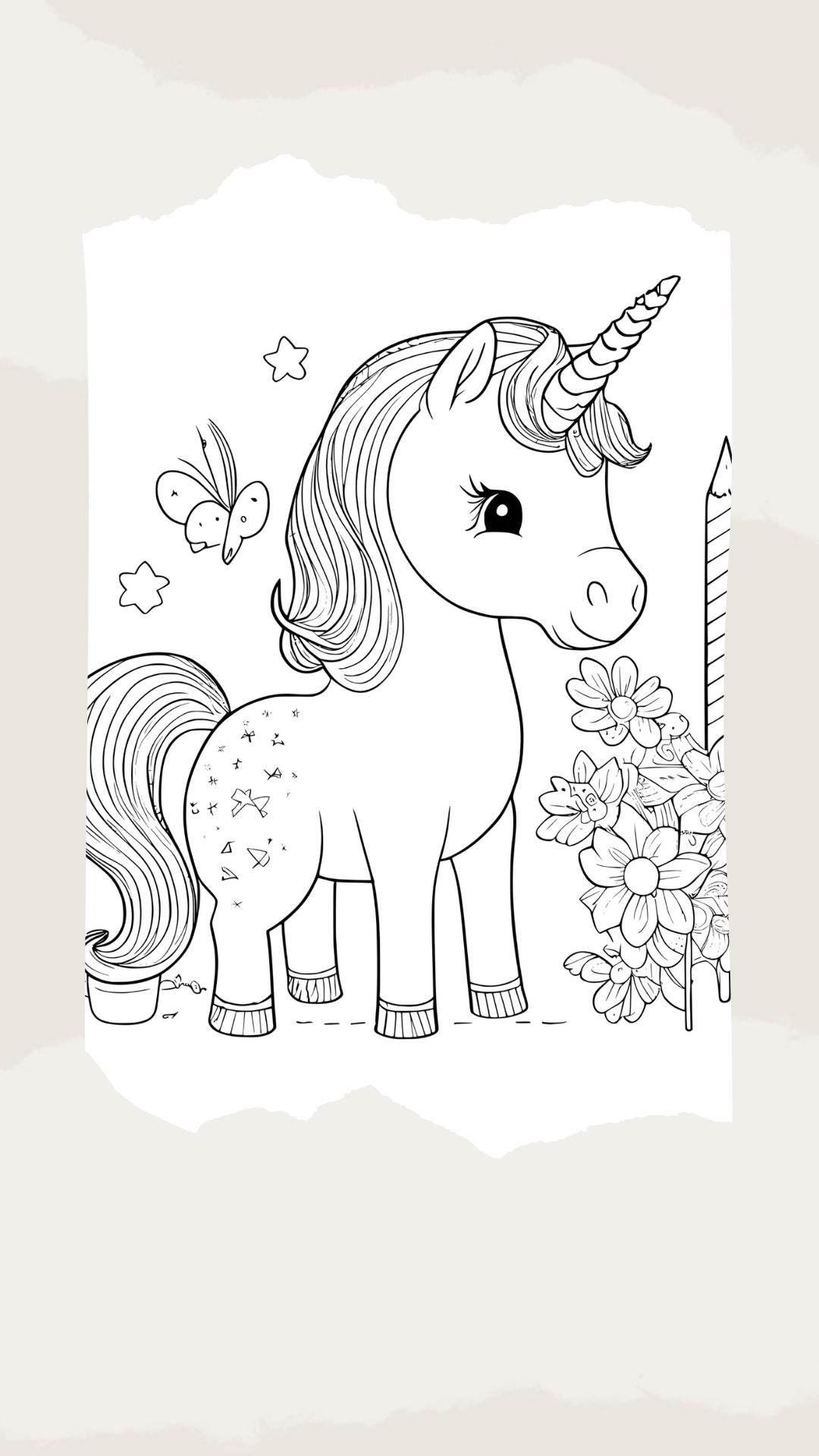 Cute Printable Coloring Book Kids Digital Download Digital product cute-printable-coloring-book-kids-unicorn-side-view-with-stars My Store