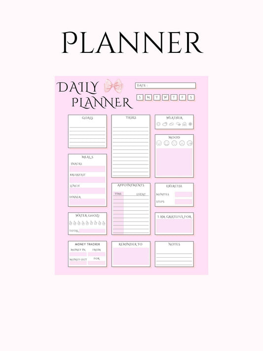 Organizer Template for Goals and Tasks - Daily Planner Digital product daily-planner-organizer-template-for-goals-and-tasks-pink-layout My Store