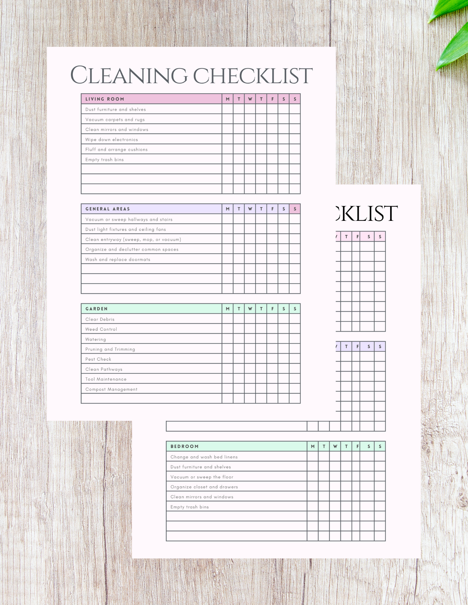 Digital Cleaning Schedule Template Printable Digital product digital-cleaning-schedule-template-checklist-living-garden-bedroom GirlyDesignUS