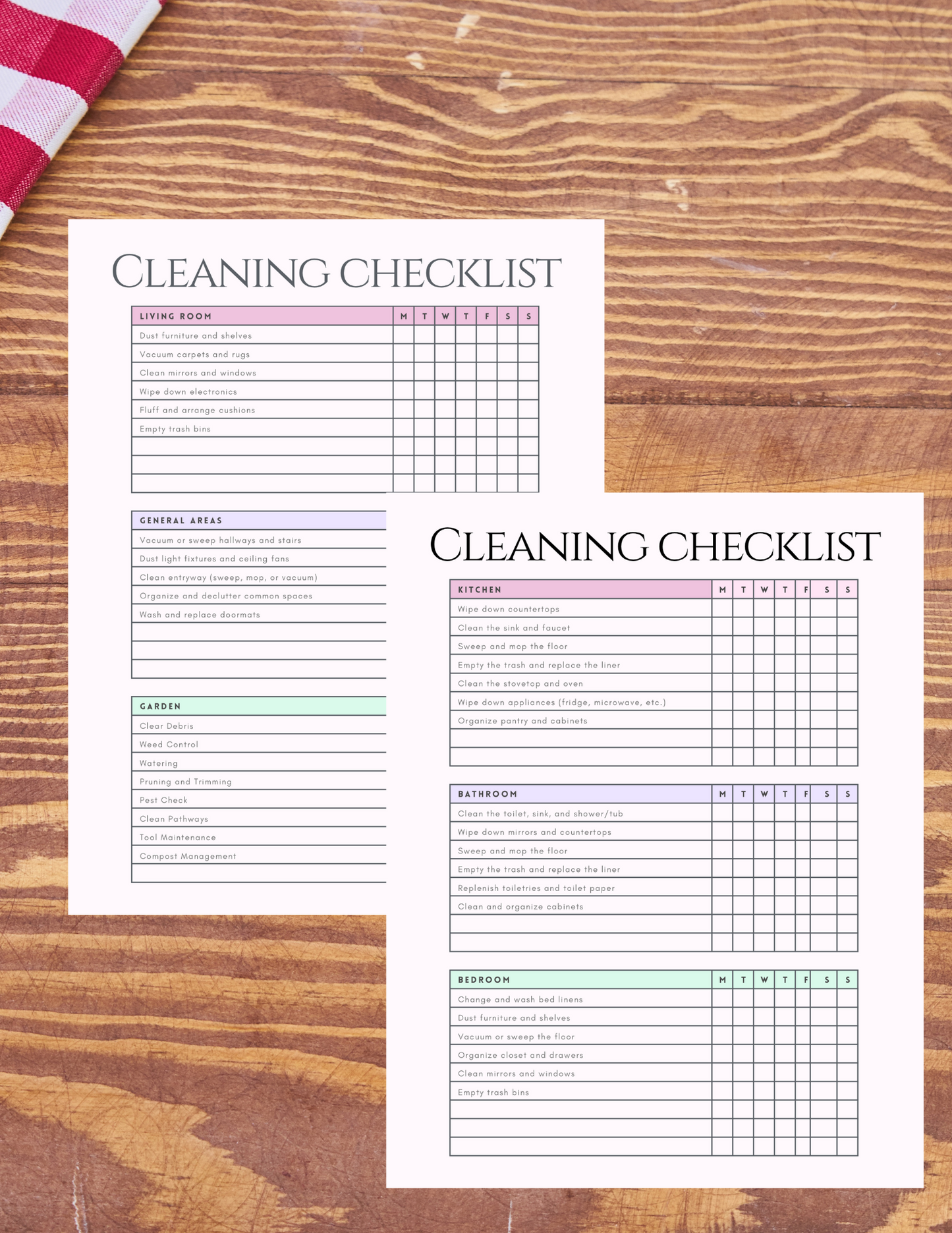 Digital Cleaning Schedule Template Printable Digital product digital-cleaning-schedule-template-checklist-on-wood-background GirlyDesignUS